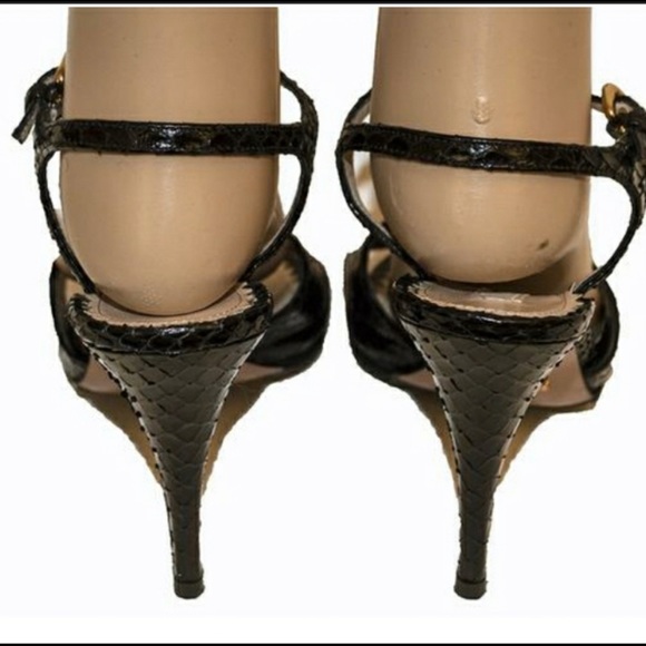 NEW Prada Black Jewel Heels Snakeskin Size 37 US 6.5 or 7 - Picture 7 of 8